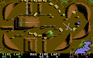 BMX Simulator (Commodore 64) screenshot: There are a variety of tracks to race on