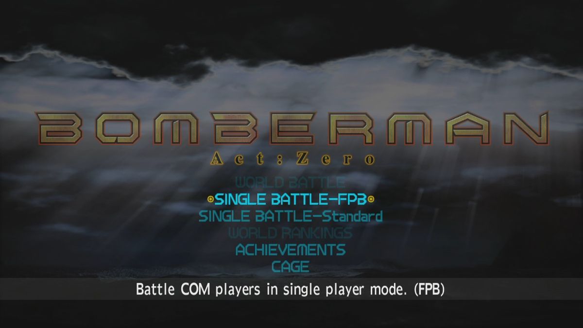 Bomberman: Act:Zero (Xbox 360) screenshot: Main menu.