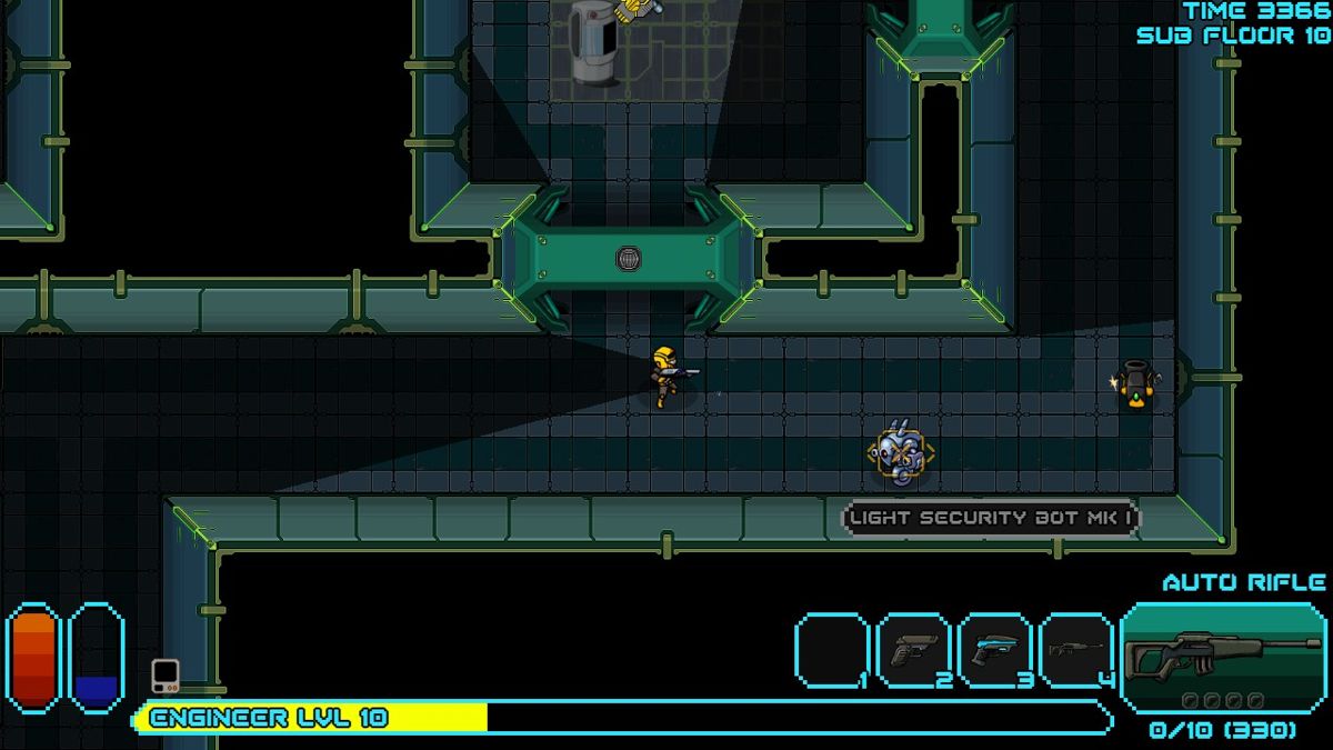 Sword of the Stars: The Pit (Windows) screenshot: Attacking a Security Bot while a Scavenger Bot is closing in