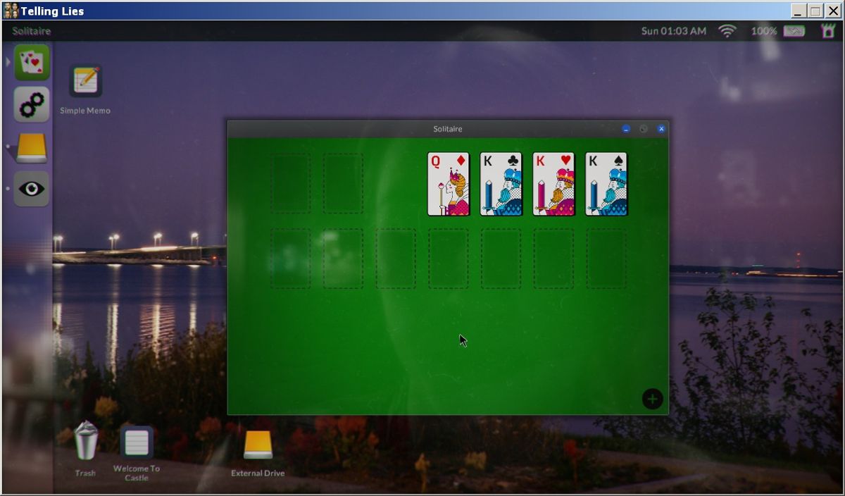 Telling L!es (Windows) screenshot: The Solitaire desktop game is buggy and cannot be finished
