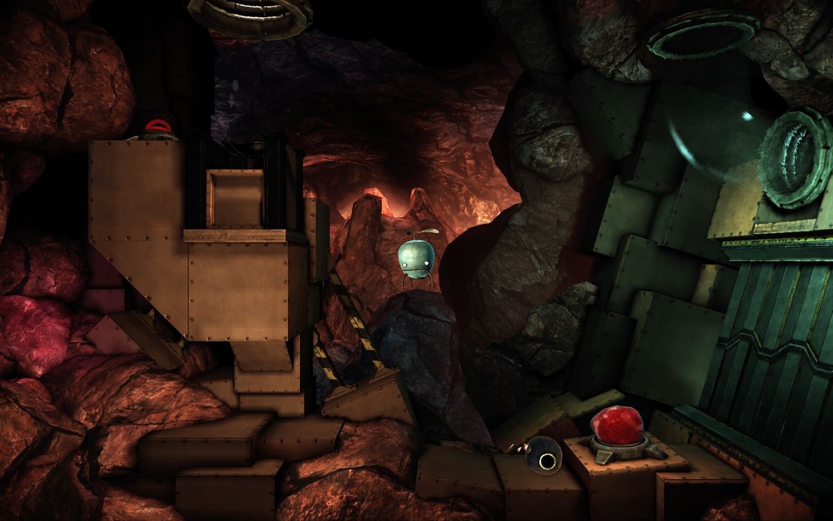 Unmechanical (Windows) screenshot: These red stones are activated by bombs
