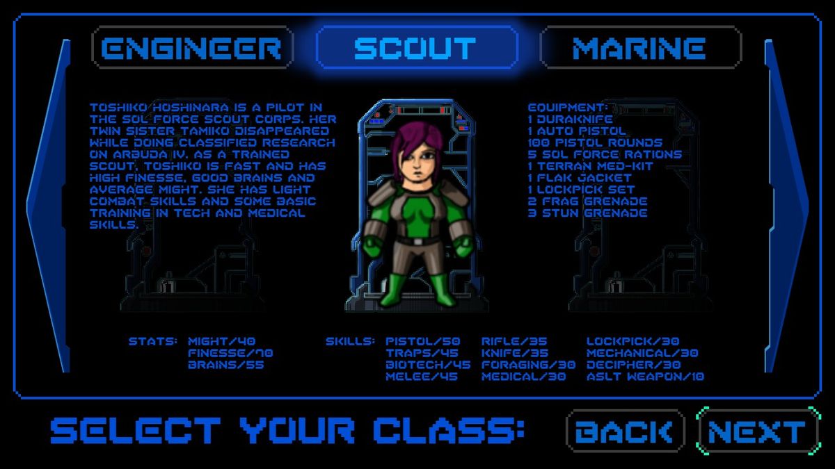 Sword of the Stars: The Pit (Windows) screenshot: Character Selection