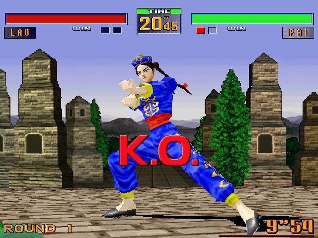 Virtua Fighter 2 (Windows) screenshot: Pai's victory pose.