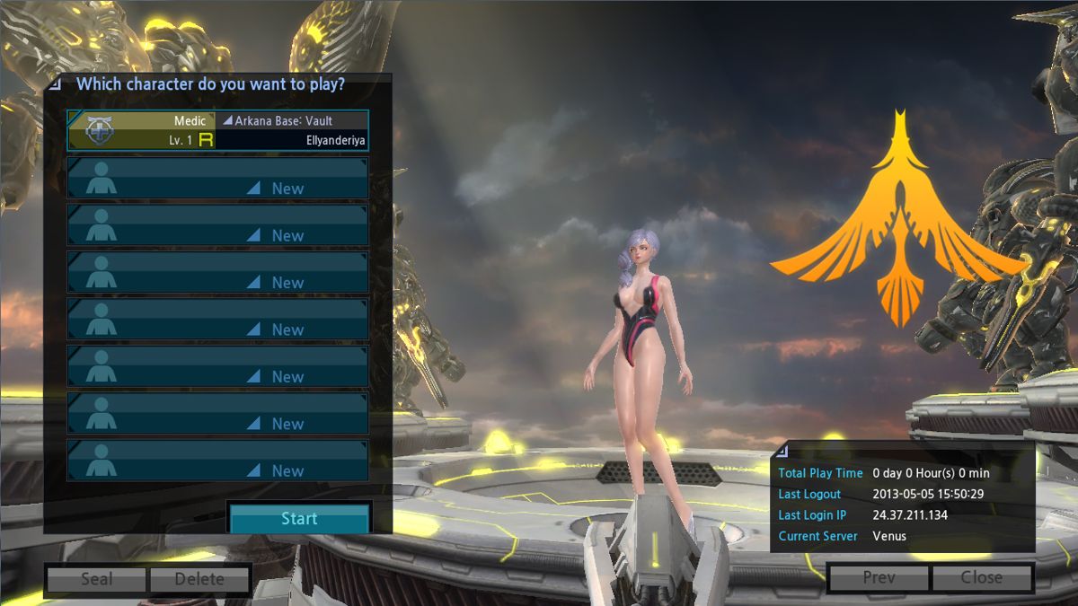 Scarlet Blade (Windows) screenshot: Character selection screen