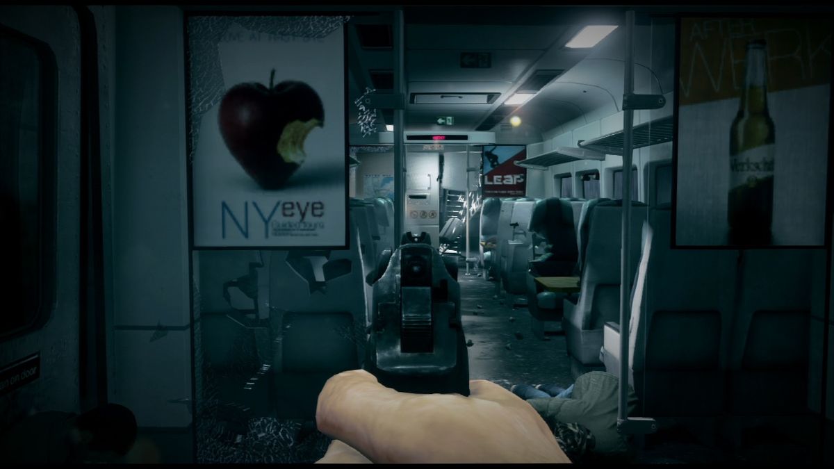 Battlefield 3 (PlayStation 3) screenshot: On a speeding train filled with terrorists.