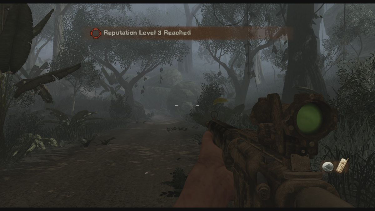 Far Cry 2 (Xbox 360) screenshot: As you finish key missions, you reputation will increase which in turn will unlock new missions and areas.