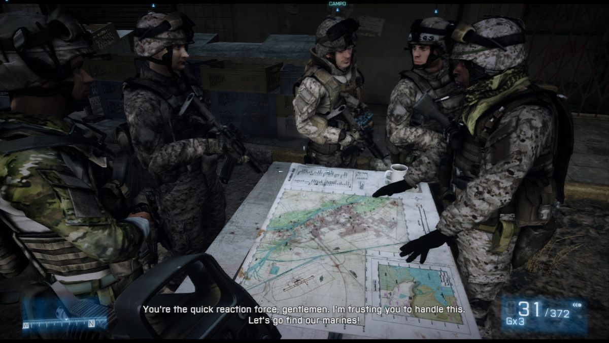 Battlefield 3 (PlayStation 3) screenshot: Plan of action.