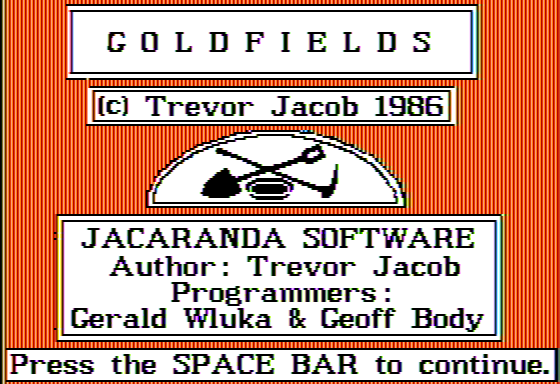 Goldfields (Apple II) screenshot: Title Screen