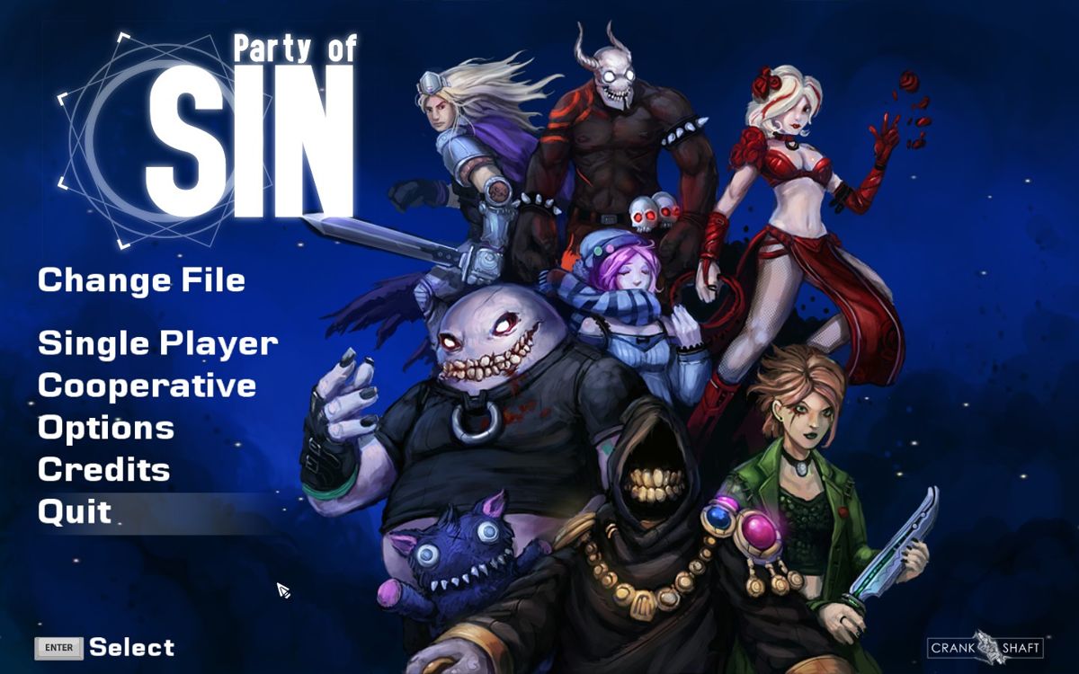 Party of Sin (Windows) screenshot: Main menu.