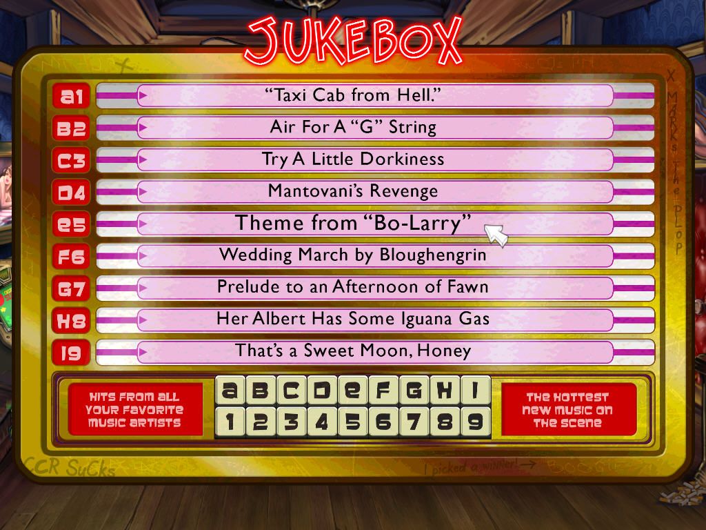 Leisure Suit Larry: Reloaded (Windows) screenshot: Jukebox - song selection