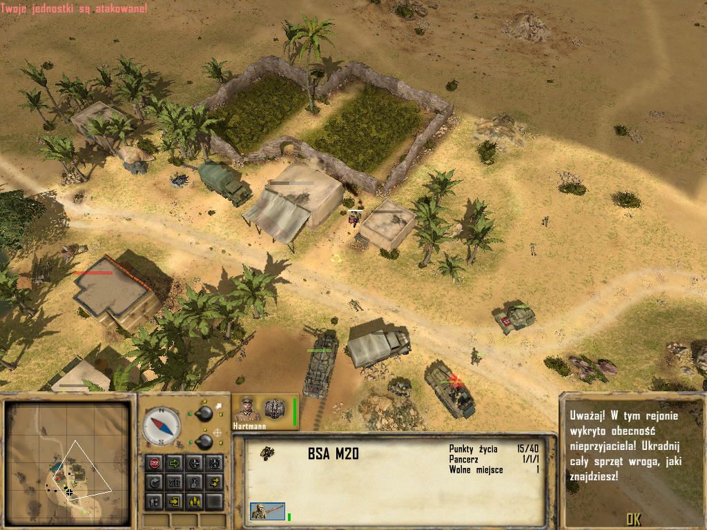 Desert Rats vs. Afrika Korps (Windows) screenshot: Attack on enemy base