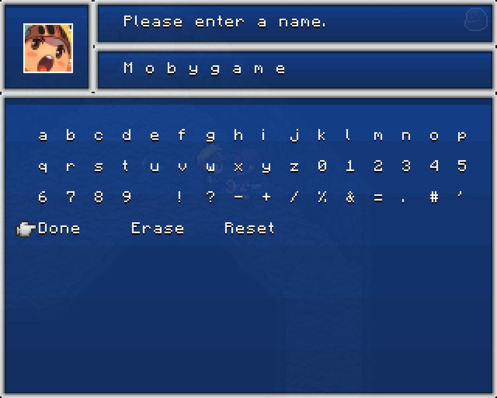 Evoland (Windows) screenshot: Finally get to enter the name of our hero.