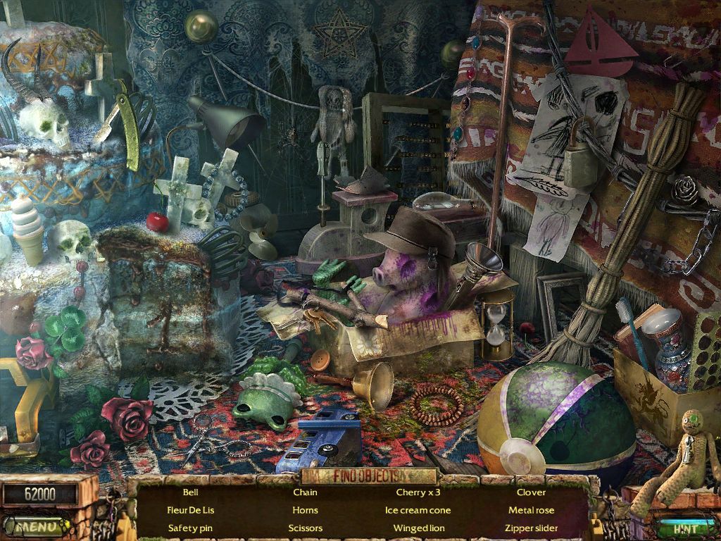 Stray Souls: Dollhouse Story (iPad) screenshot: Evil playroom - objects