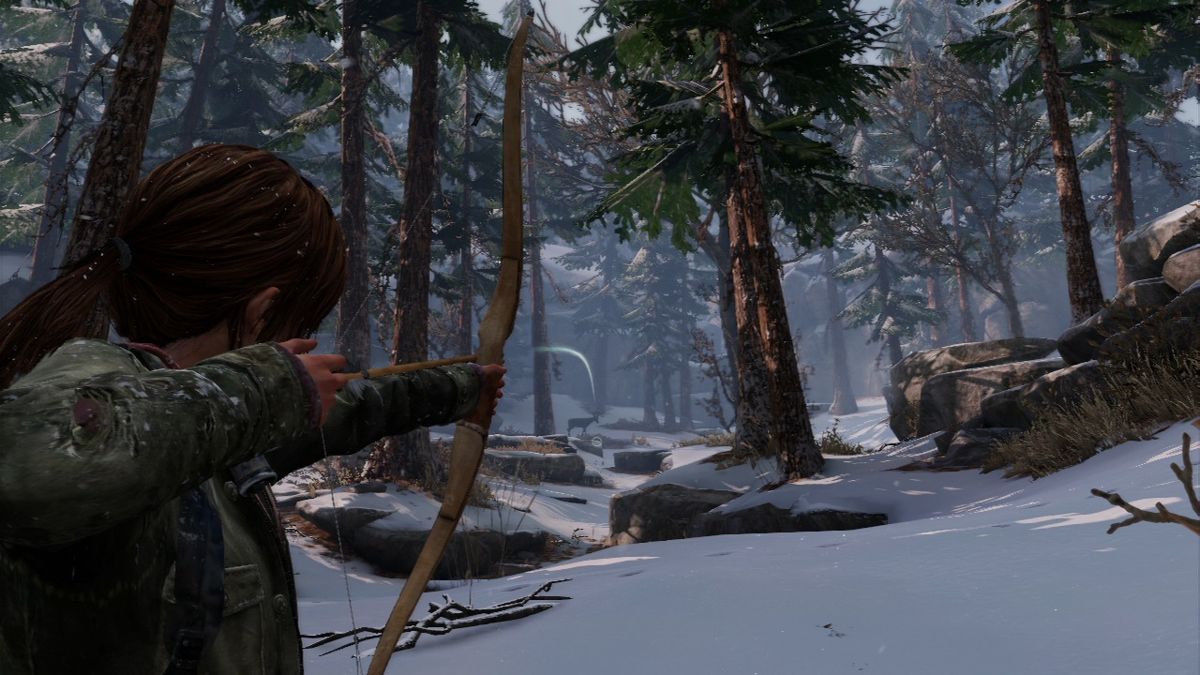 The Last of Us (PlayStation 3) screenshot: Ellie hunting some food for her and Joel.