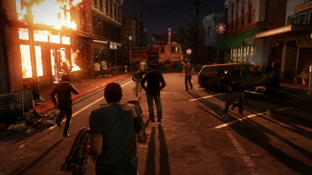 The Last of Us (PlayStation 3) screenshot: Everyone is in panic, running for their lives.