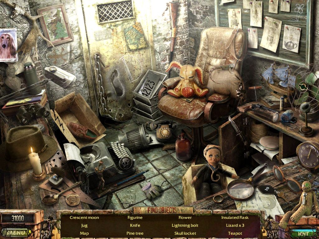 Stray Souls: Dollhouse Story (iPad) screenshot: Police station front desk - objects