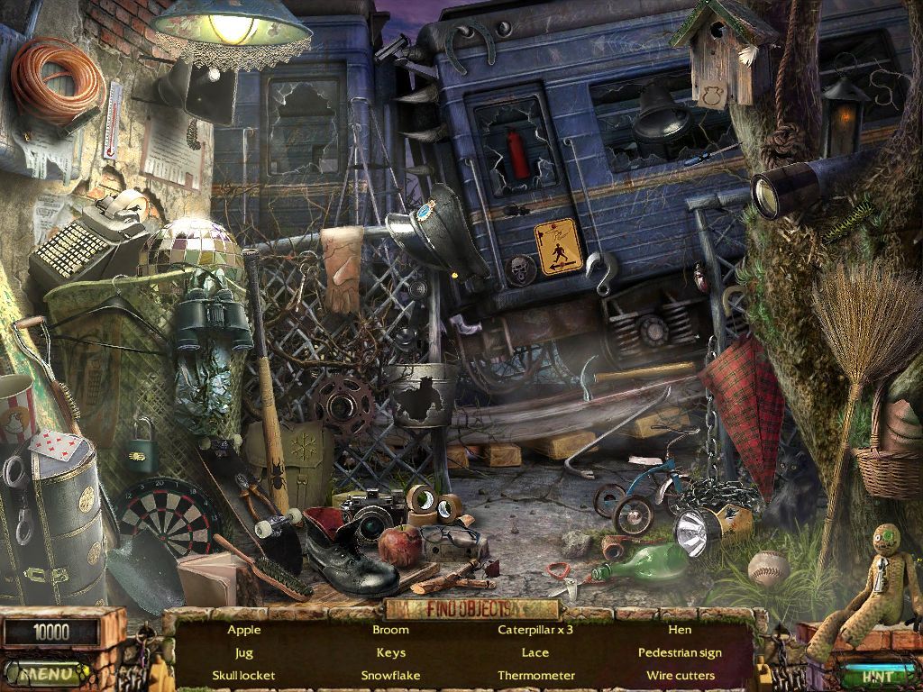 Stray Souls: Dollhouse Story (iPad) screenshot: Train yard alley - objects
