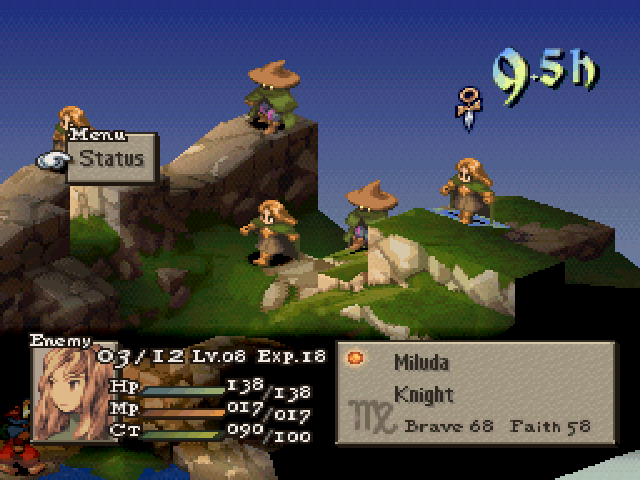 Final Fantasy Tactics (PlayStation) screenshot: Examining your opponent is a good idea