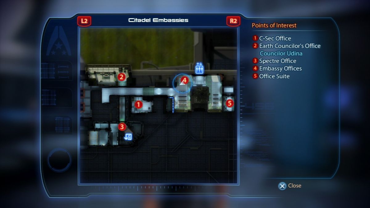 Mass Effect 3 (PlayStation 3) screenshot: Check your map to see the points of interest.