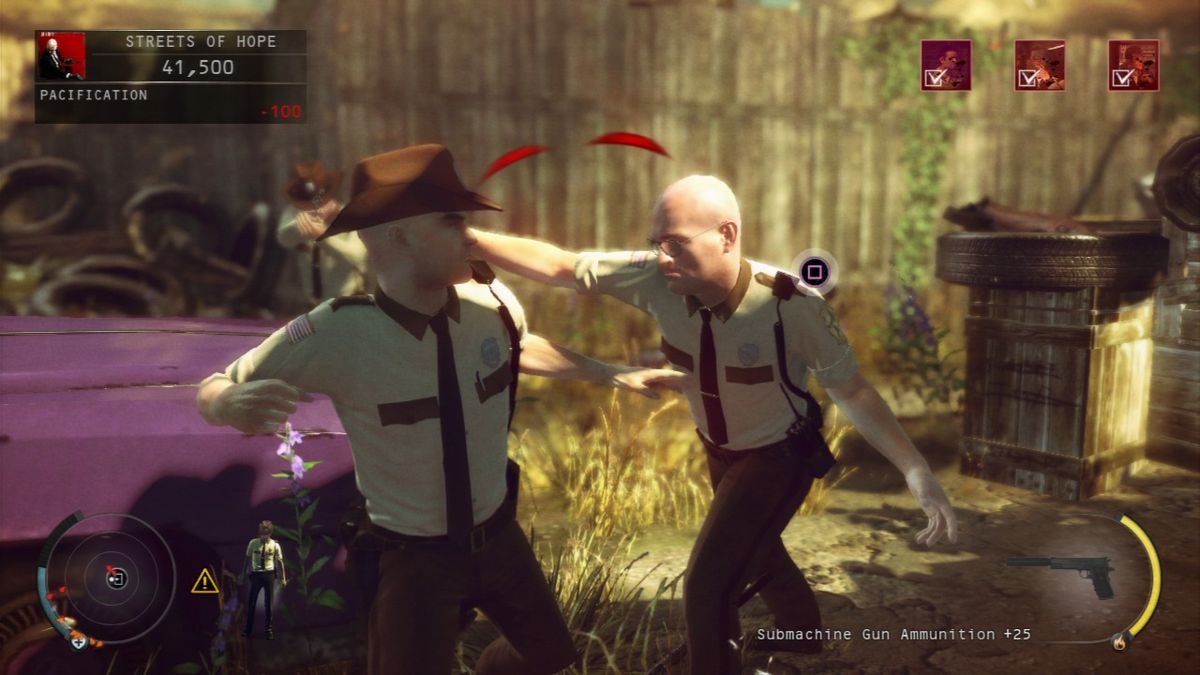 Hitman: Absolution (PlayStation 3) screenshot: Hand of the law can sting a bit.