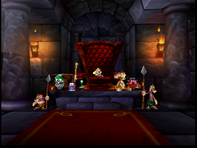 Conker's Bad Fur Day (Nintendo 64) screenshot: ...Dark Lord on his throne....