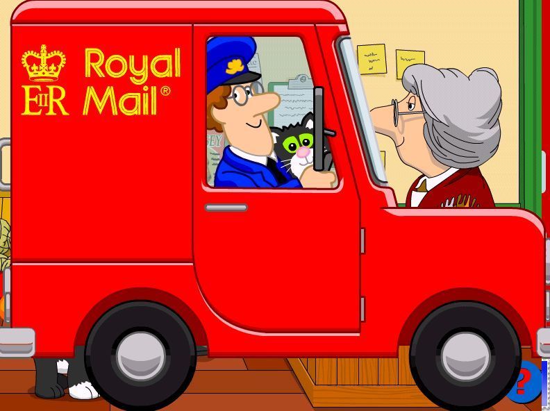 Postman Pat: Package of Fun (Windows) screenshot: When the player returns from a game to the main menu the transition occurs as Pat drives across the screen