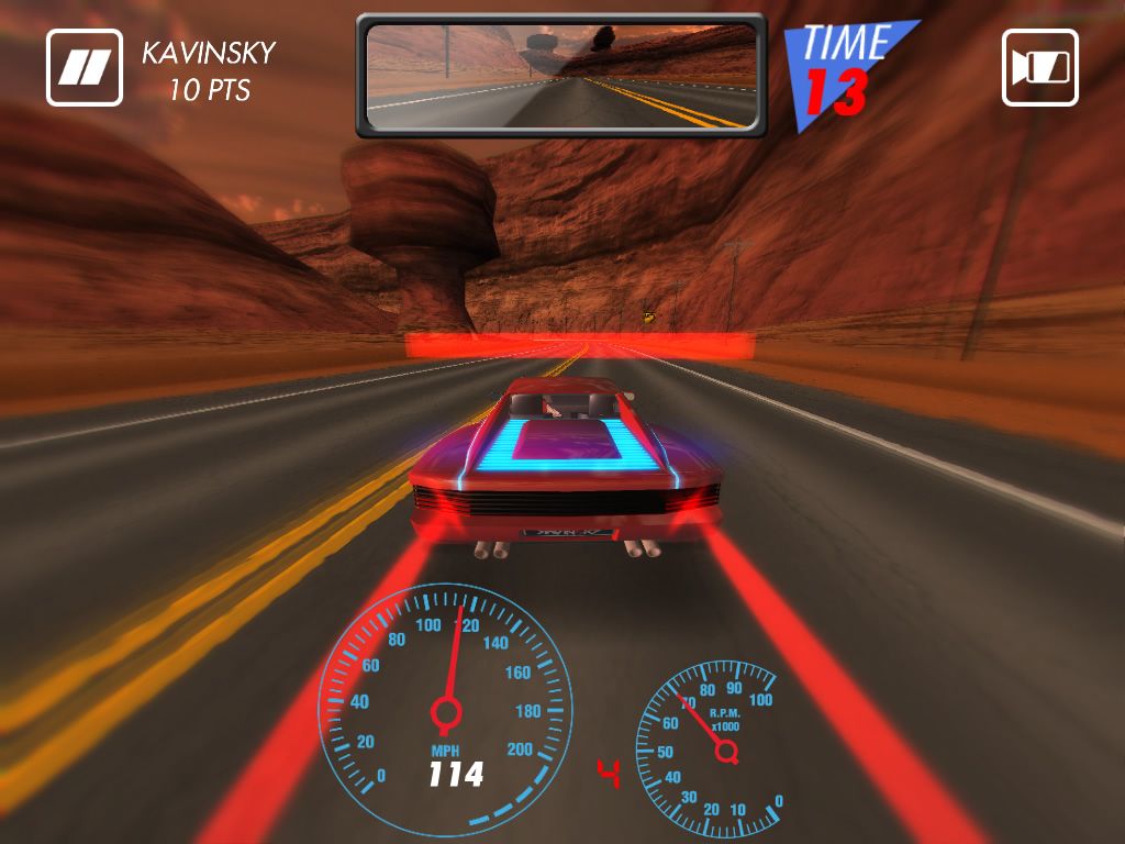 Kavinsky (Windows) screenshot: These red barriers extend time.