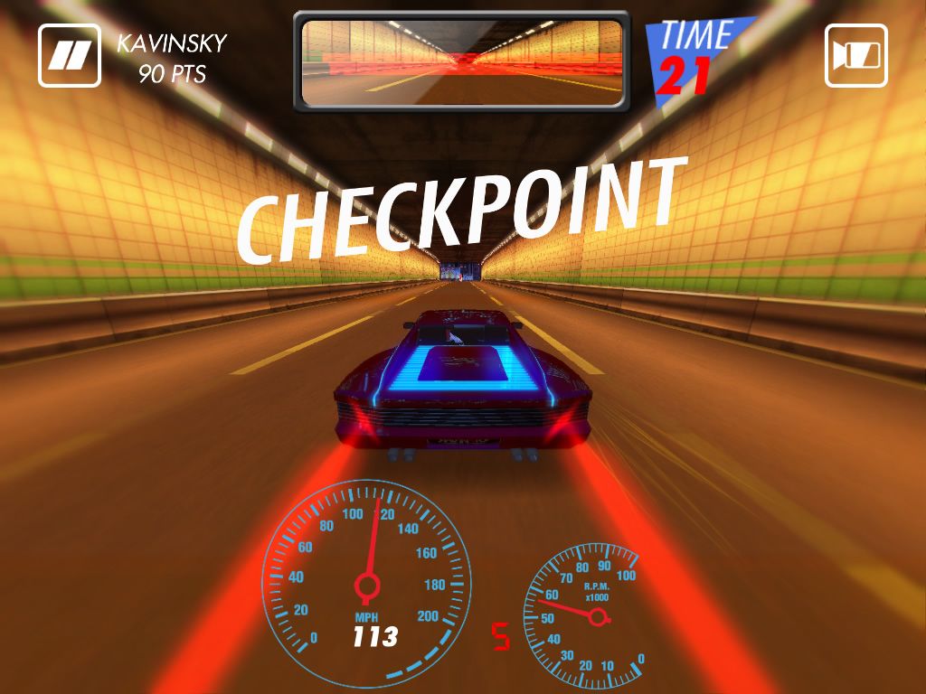 Kavinsky (Windows) screenshot: Checkpoint reached.