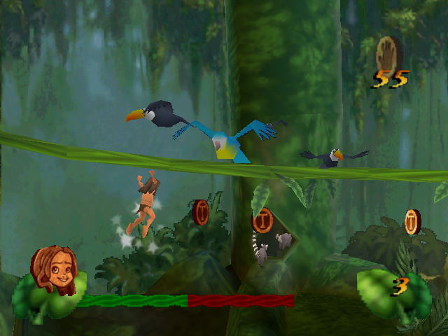 Disney's Tarzan (Nintendo 64) screenshot: Watch out, birds can hurt.