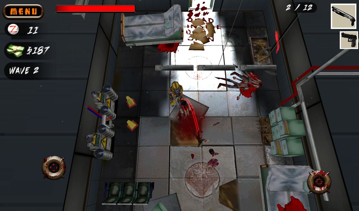 Dead on Arrival (Android) screenshot: An enemy is close and clawing away.