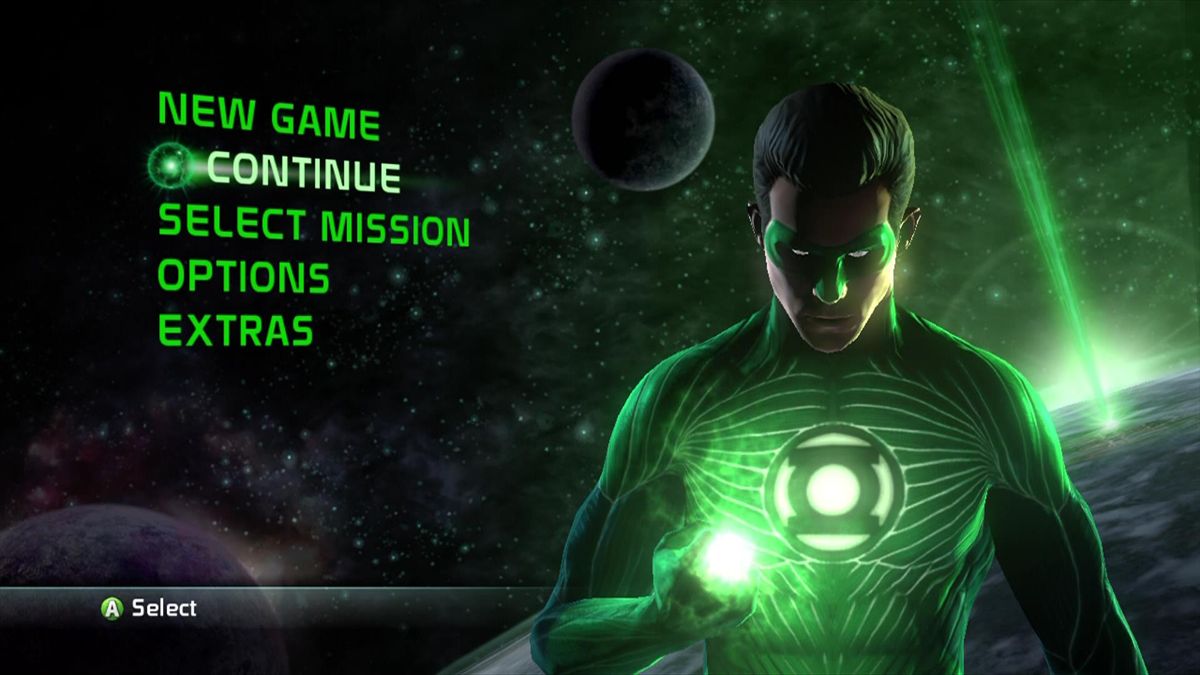 Green Lantern: Rise of the Manhunters (Xbox 360) screenshot: Main menu