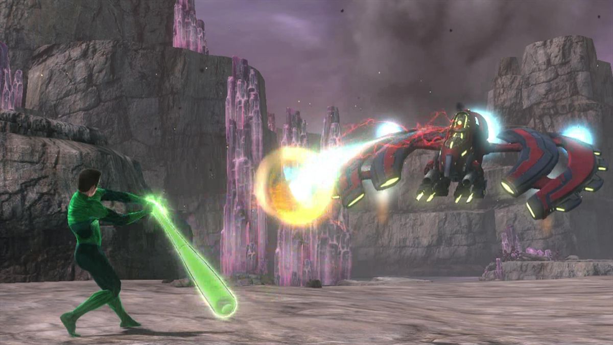 Green Lantern: Rise of the Manhunters (Xbox 360) screenshot: Use the Baseball Bat the sent back the energy ball