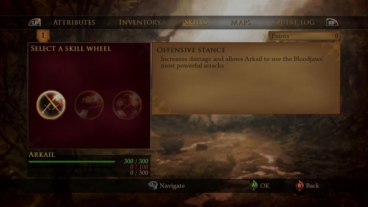 Of Orcs and Men (Xbox 360) screenshot: Skill menu