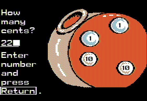 Money and Time Adventures of the Lollipop Dragon (Apple II) screenshot: Doodley's Fish Bowl