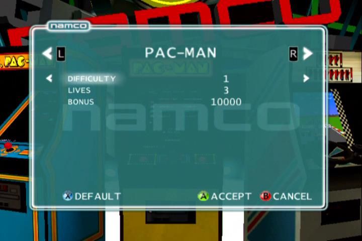 Namco Museum: 50th Anniversary (Xbox) screenshot: Pac-Man settings
