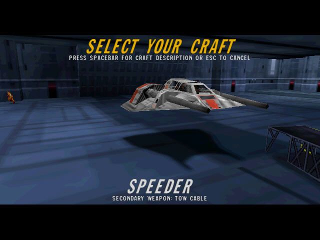 Star Wars: Rogue Squadron 3D (Windows) screenshot: Speeder selection