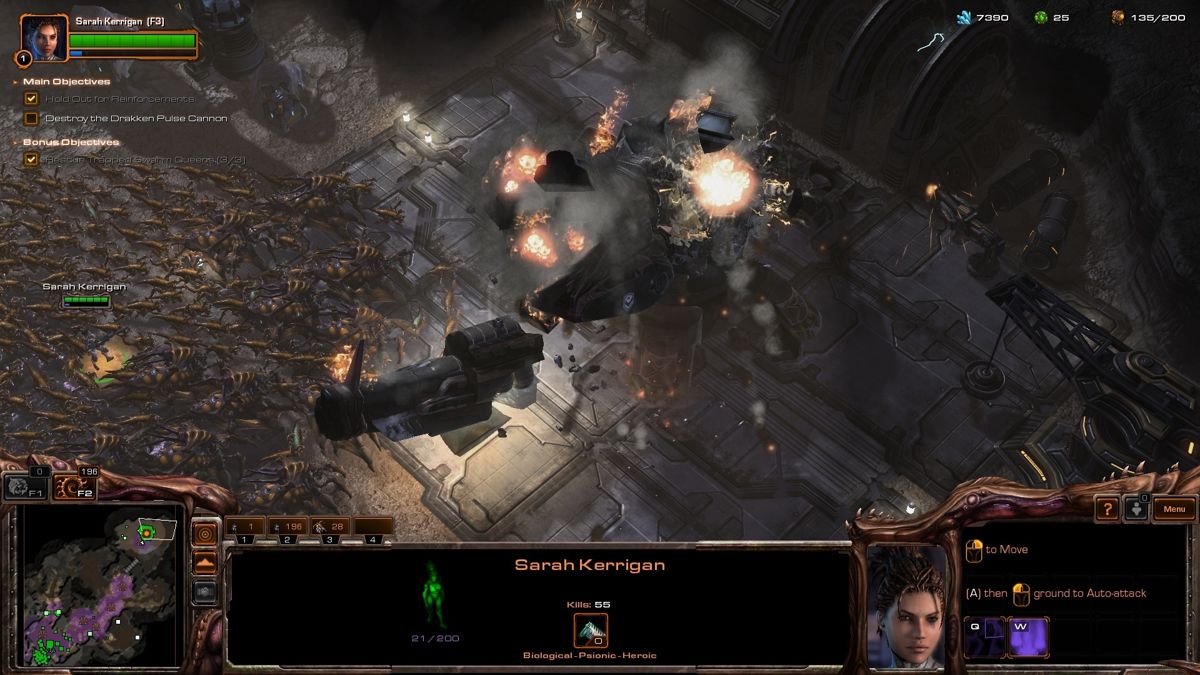 StarCraft II: Heart of the Swarm (Windows) screenshot: Taking out the pulse cannon.
