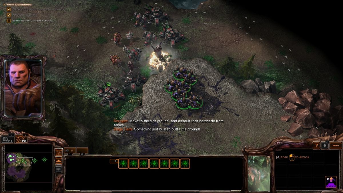 StarCraft II: Heart of the Swarm (Windows) screenshot: Evolved Hydralisks can burrow and wreak havoc on armored units.