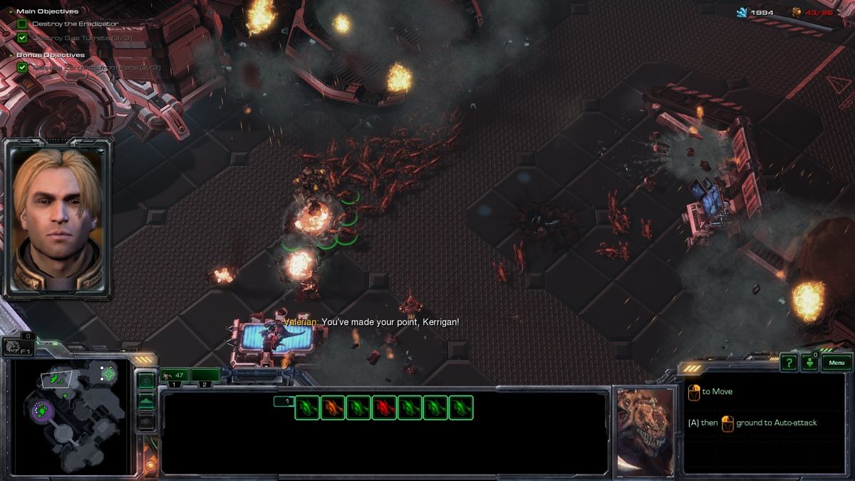 StarCraft II: Heart of the Swarm (Windows) screenshot: Proving that Zergs cannot be controlled.