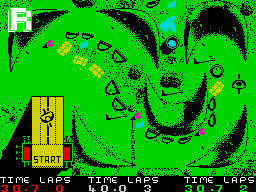 BMX Simulator (ZX Spectrum) screenshot: Replay of last race