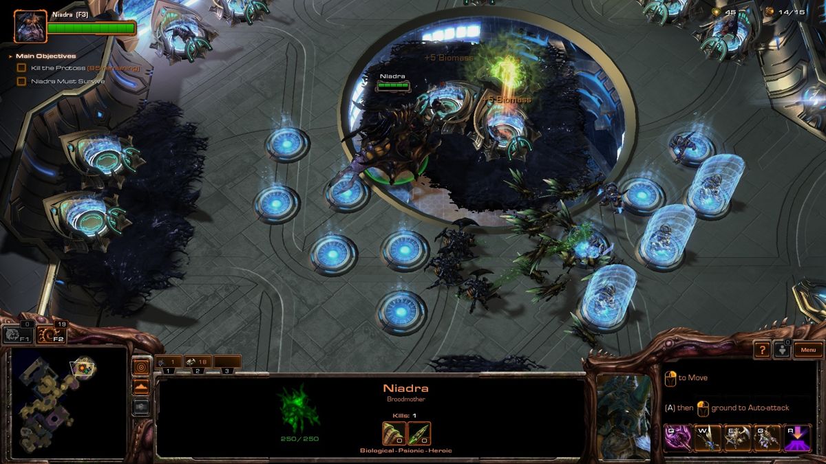 StarCraft II: Heart of the Swarm (Windows) screenshot: Infesting the Protoss ship.