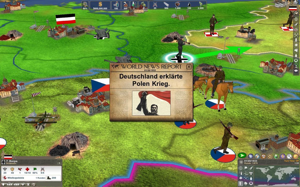 Making History II: The War of the World (Windows) screenshot: Ingame News