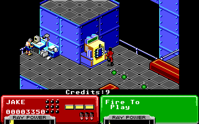 Escape from the Planet of the Robot Monsters (DOS) screenshot: a switch for the stairs - EGA/VGA