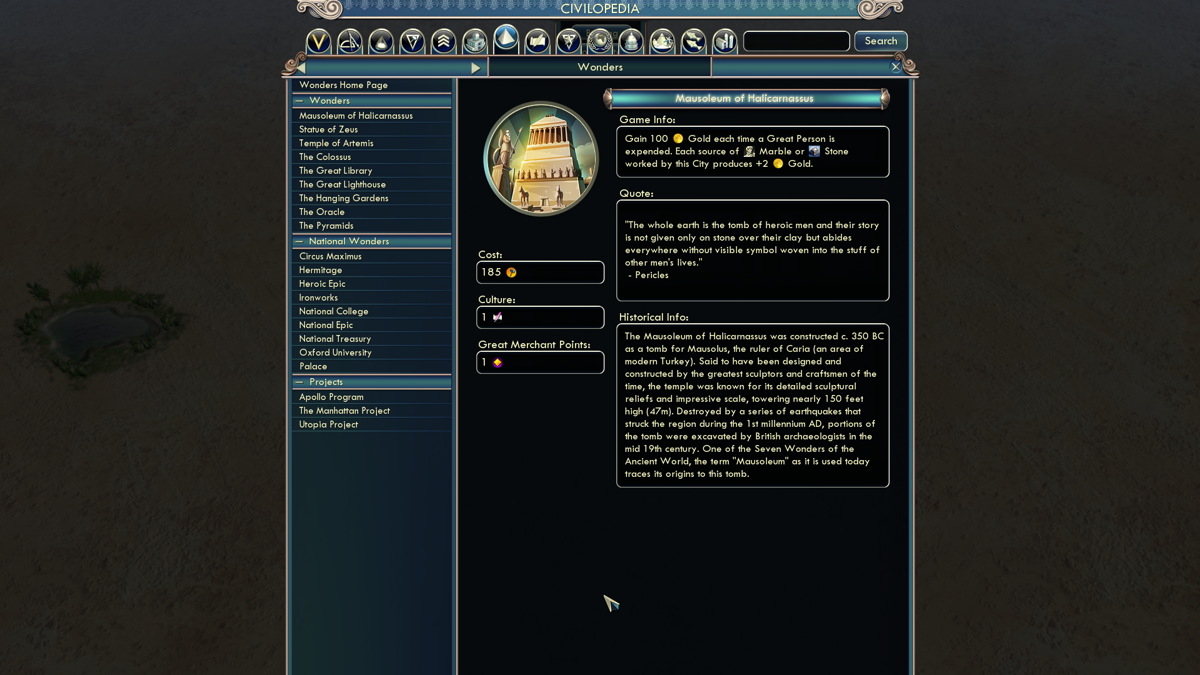 Sid Meier's Civilization V: Wonders of the Ancient World Scenario Pack (Windows) screenshot: Mausoleum of Halicarnassus