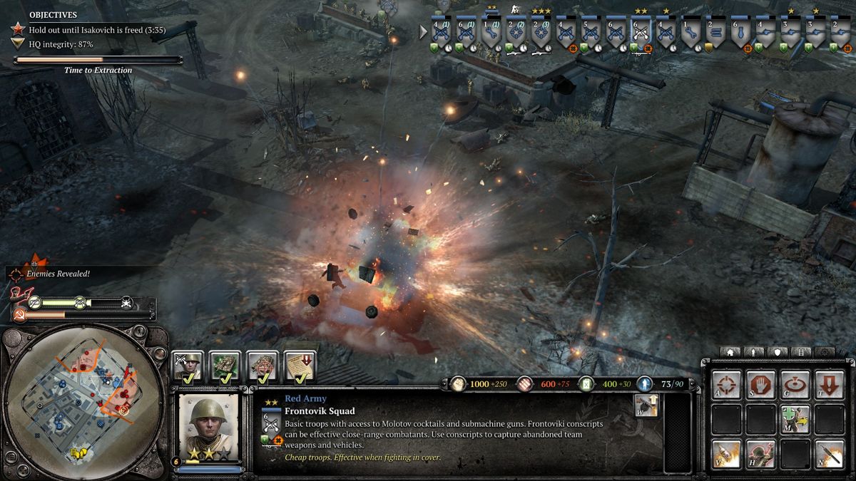 Company of Heroes 2 (Windows) screenshot: Infantry carrying bazookas can deal with German armour instead of hiding.