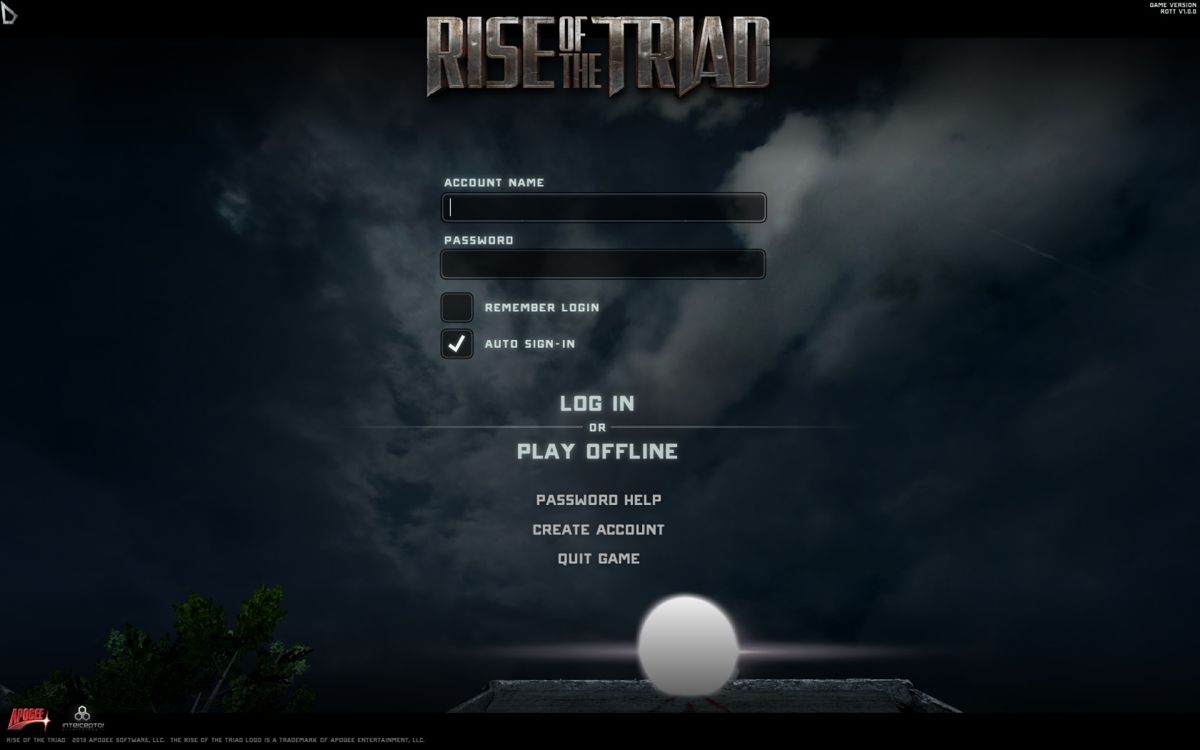 Rise of the Triad (Windows) screenshot: Account system