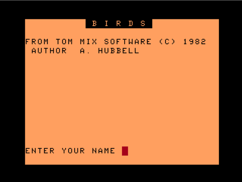 Birds (TRS-80 CoCo) screenshot: Title Screen