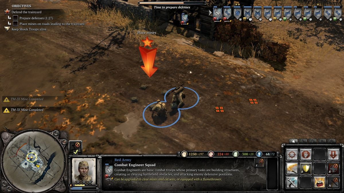 Company of Heroes 2 (Windows) screenshot: Use engineers to set up mines for enemy armour.