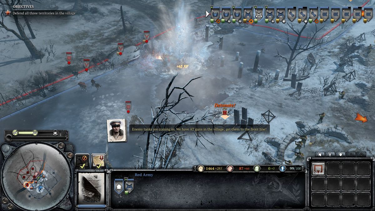 Company of Heroes 2 (Windows) screenshot: Destroy the ice to sink enemy tanks currently crossing it.