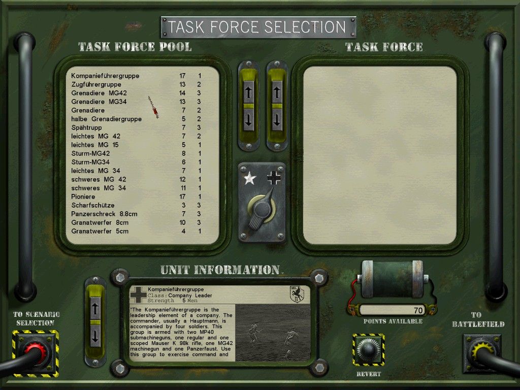 G.I. Combat: Episode 1 - Battle of Normandy (Windows) screenshot: Task Force Selection